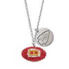 Kansas City Chiefs Crystal Sterling Silver Team Logo & Football Charm Necklace, Women's, Size: 18, Multicolor