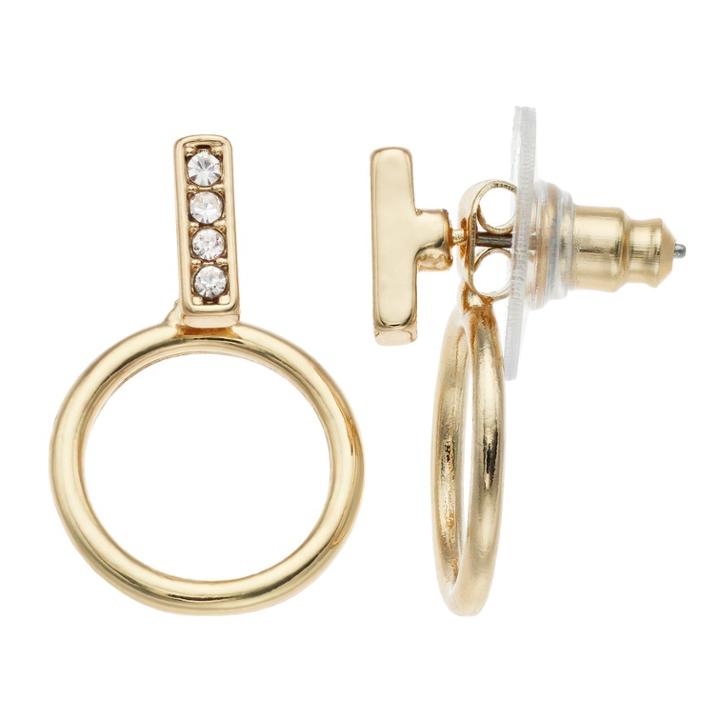 Lc Lauren Conrad Simulated Crystal Nickel Free Stick & Hoop Earrings, Women's, Gold