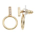 Lc Lauren Conrad Simulated Crystal Nickel Free Stick & Hoop Earrings, Women's, Gold