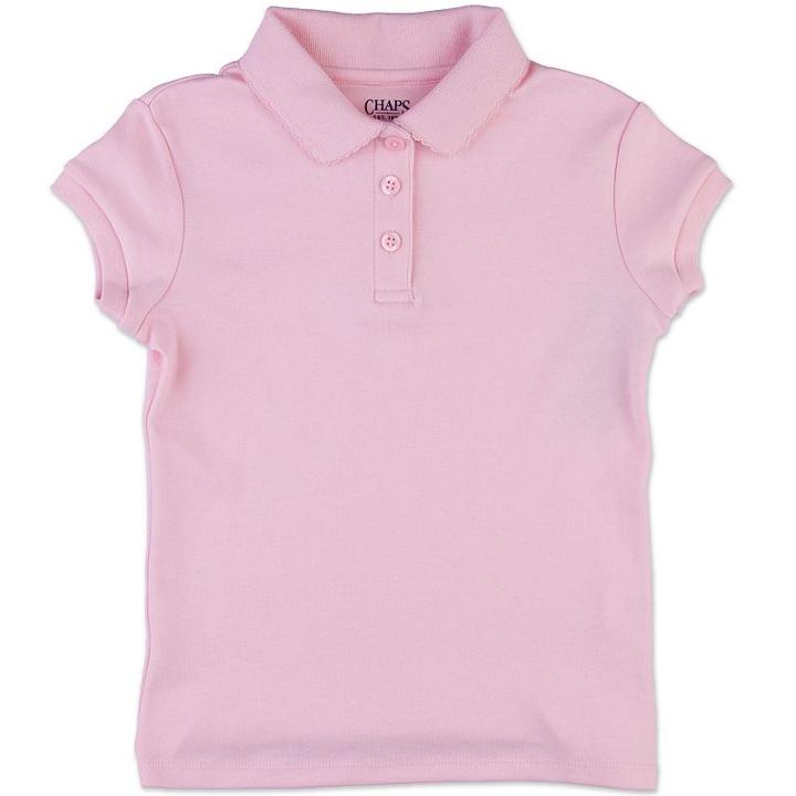 Girls 4-6x Chaps Interlock School Uniform Polo, Girl's, Size: Medium, Light Pink