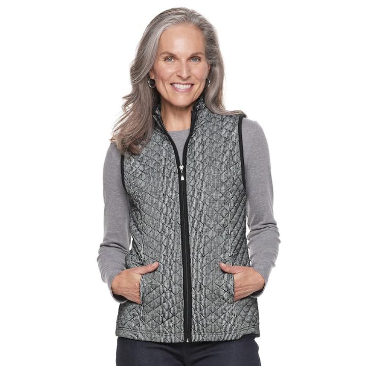 Women's Croft & Barrow&reg; Quilted Knit Vest, Size: Xxl, Black