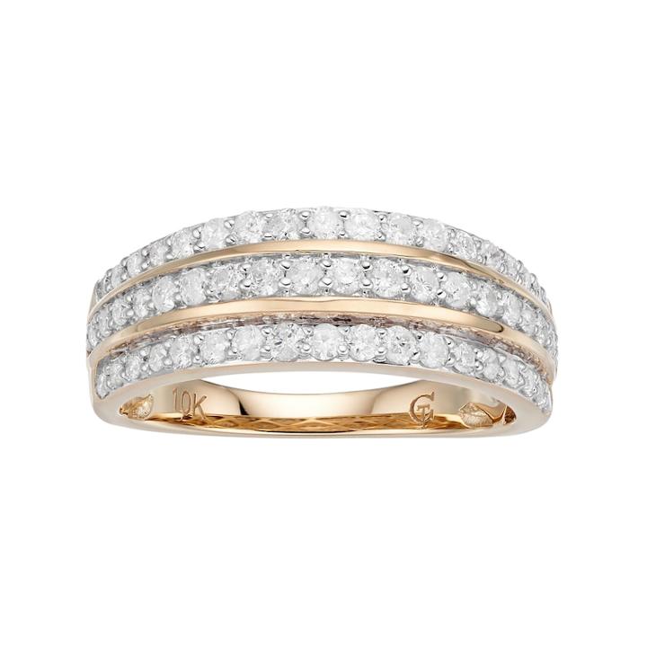 10k Gold 3/4 Carat T.w. Diamond Multi Row Ring, Women's, Size: 8, White