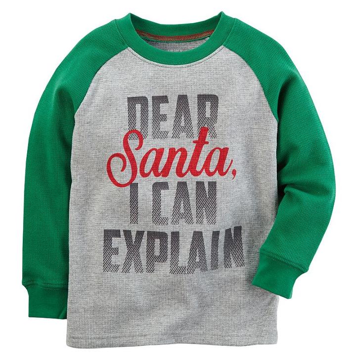 Boys 4-7 Carter's Dear Santa Christmas Tee, Size: 5, Light Grey