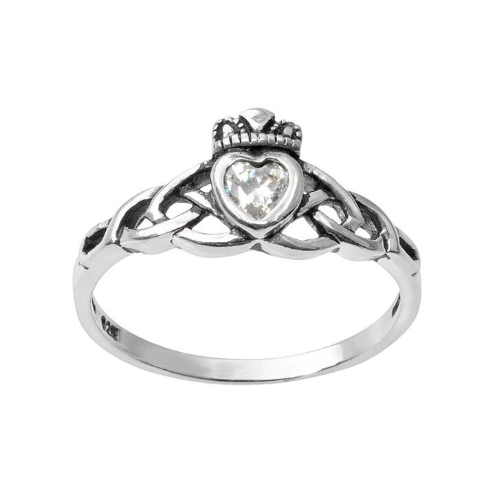 Journee Collection Cubic Zirconia Sterling Silver Heart & Crown Ring, Women's, Size: 7, White