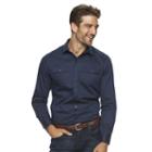 Men's Marc Anthony Slim-fit Military Stretch Button-down Shirt, Size: Medium, Dark Blue