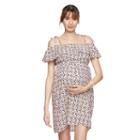 Maternity A:glow Print Off-the-shoulder Babydoll Dress, Women's, Size: Xxl-mat, Pink