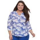 Plus Size Cathy Daniels Floral Top, Women's, Size: 3xl, White Flowers