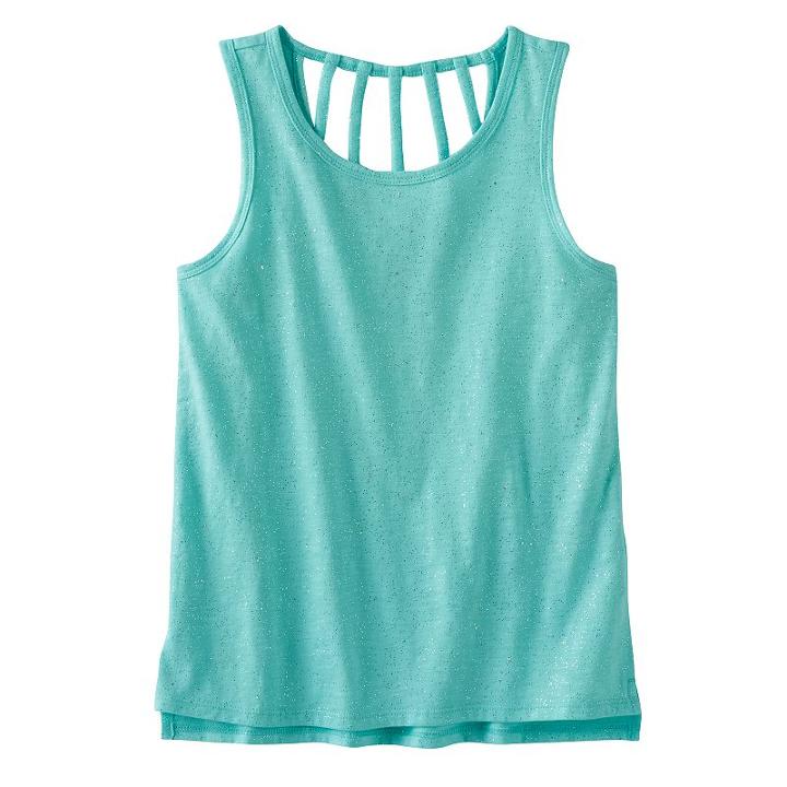 Girls 7-16 So&reg; Cageback High-low Tank Top, Girl's, Size: 14, Turquoise/blue (turq/aqua)