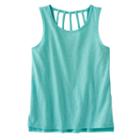 Girls 7-16 So&reg; Cageback High-low Tank Top, Girl's, Size: 14, Turquoise/blue (turq/aqua)