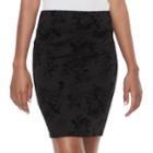 Juniors' Joe B Flocked Ponte Pencil Skirt, Teens, Size: Xl, Black