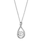 Sterling Silver Lab-created White Sapphire Heart Teardrop Pendant, Women's, Size: 18