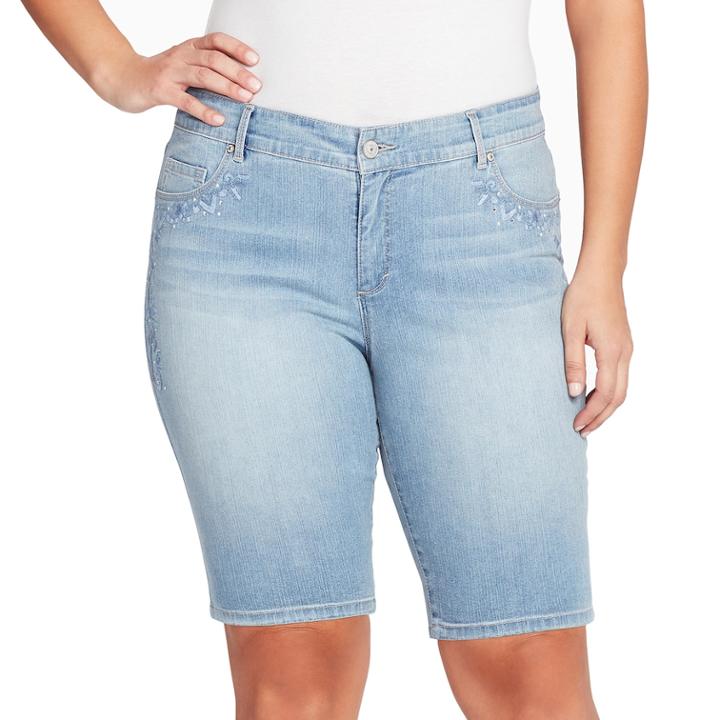Plus Size Gloria Vanderbilt Jessa Bermuda Shorts, Women's, Size: 22 W, Light Blue