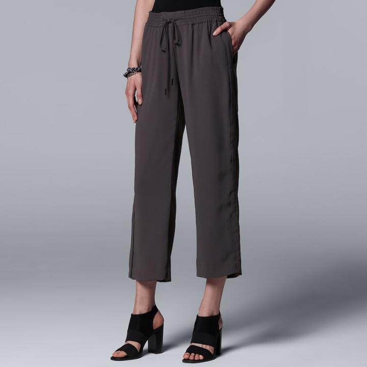 Women's Simply Vera Vera Wang Wide-leg Crop Pants, Size: Xs, Med Grey