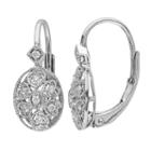 Sterling Silver 1/8 Carat T.w. Diamond Oval Drop Earrings, Women's, White