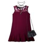Girls 7-16 Iz Amy Byer Star Lace Shift Dress With Wrap Choker Necklace & Crossbody Purse, Size: 10, Med Purple
