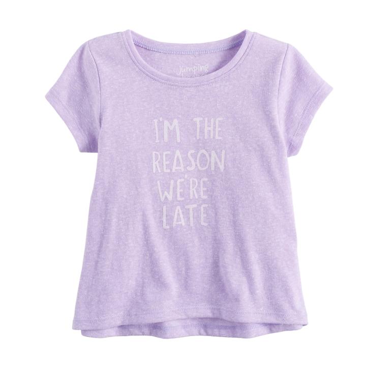 Baby Girl Jumping Beans&reg; I'm The Reason We're Late Slogan Graphic Tee, Size: 18 Months, Brt Purple