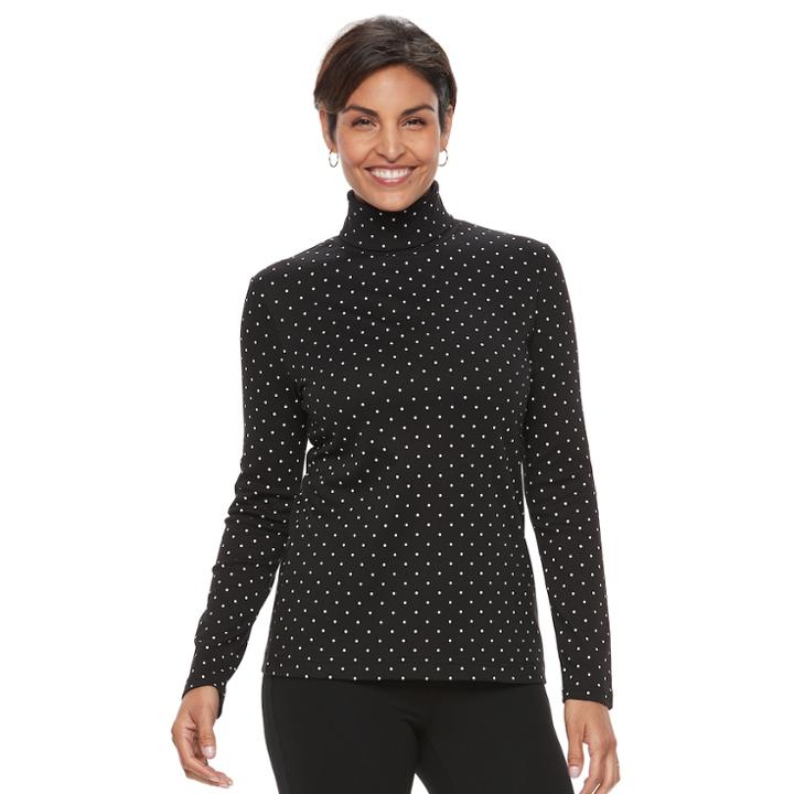 Women's Croft & Barrow&reg; Long Sleeve Turtleneck Top, Size: Xl, Black