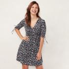 Women's Lc Lauren Conrad Print Fit & Flare Dress, Size: Medium, Blue (navy)