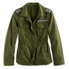 Girls 7-16 Mudd&reg; Beaded Twill Utility Jacket, Size: 12, Dark Green