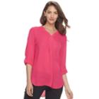 Women's Apt. 9&reg; Roll-tab Chiffon Tunic Top, Size: Xs, Med Pink