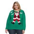 Plus Size Fashion Avenue Us Sweaters Applique Ugly Christmas Sweater, Women's, Size: 2xl, Med Green