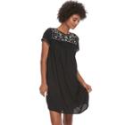 Women's Sonoma Goods For Life&trade; Embroidered Yoke Swing Dress, Size: Large, Black