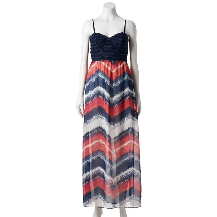 Juniors' Trixxi Lace Chiffon Maxi Dress, Teens, Size: Xs, Blue (navy)