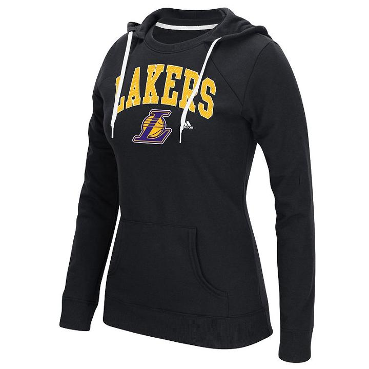 Women's Adidas Los Angeles Lakers Outline Big Arch Hoodie, Size: Large, Black