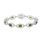 Sterling Silver Chrome Diopside & White Zircon Bracelet, Women's, Size: 7, Green
