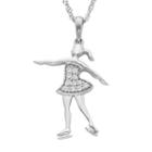 Charming Moments Sterling Silver 1/10 Carat T.w. Diamond Ice Skater Pendant Necklace, Women's, Size: 18, White