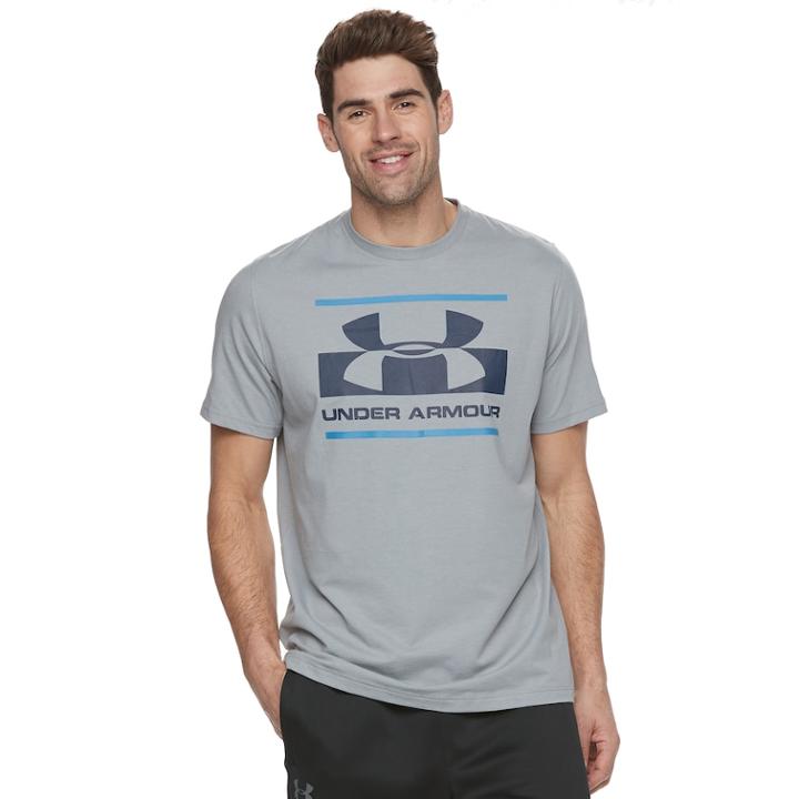 Men's Under Armour Block Logo Tee, Size: Xl, Med Grey
