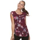 Juniors' Candie's&reg; Print Lace Inset Top, Teens, Size: Small, Red