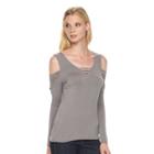 Women's Rock & Republic&reg; Strappy Cold-shoulder Tee, Size: Xl, Med Grey