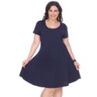 Plus Size White Mark Fit & Flare Dress, Women's, Size: 2xl, Blue (navy)
