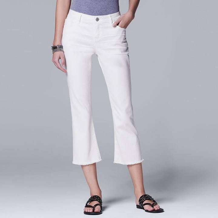 Women's Simply Vera Vera Wang Flared Crop Jeans, Size: 10, White Oth