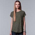 Women's Simply Vera Vera Wang Essential Floral Tee, Size: Xxl, Dark Green