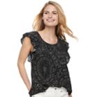 Women's Sonoma Goods For Life&trade; Pintuck Flutter Top, Size: Medium, Oxford
