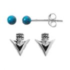 Simulated Turquoise Sterling Silver Arrowhead & Ball Stud Earring Set, Women's, Turq/aqua
