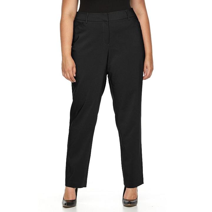 Plus Size Apt. 9&reg; Torie Curvy Fit Straight-leg Dress Pants, Women's, Size: 22 W, Black