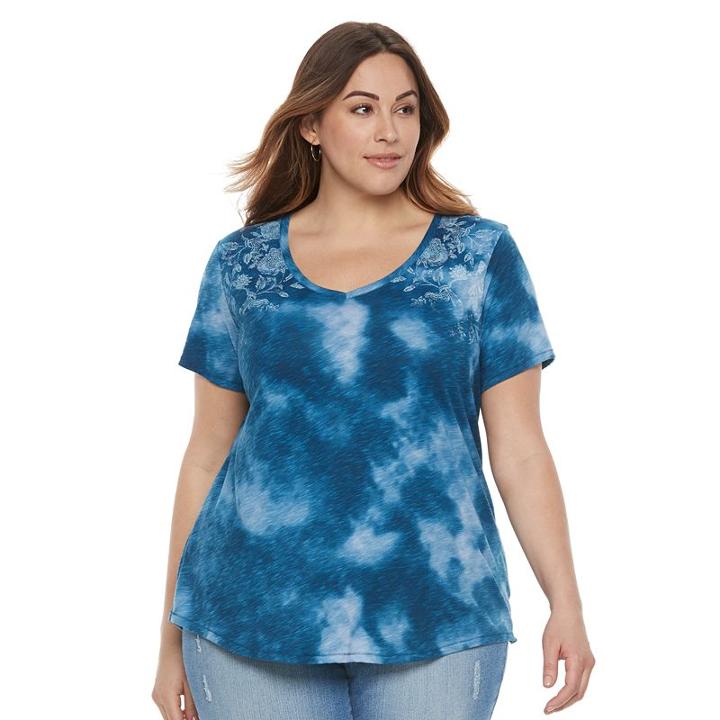 Plus Size Sonoma Goods For Life&trade; Essential V-neck Tee, Women's, Size: 1xl, Blue (navy)