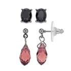 Simply Vera Vera Wang Red Briolette & Black Oval Nickel Free Earring Set, Women's, Light Red