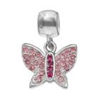 Individuality Beads Crystal Sterling Silver Butterfly Charm, Women's, Pink