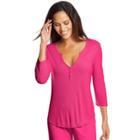 Women's Maidenform Pajamas: Henley Sleep Shirt, Size: Large, Brt Pink