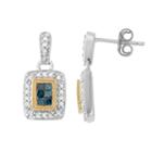 Two Tone 14k Gold 1/2 Carat T.w. Blue & White Diamond Rectangle Drop Earrings, Women's
