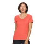 Women's Croft & Barrow&reg; Essential V-neck Tee, Size: Large, Med Orange