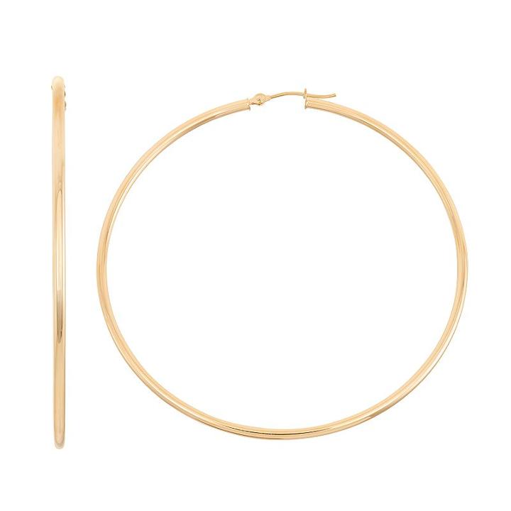 14k Gold Tube Hoop Earrings - 45 Mm, Women's