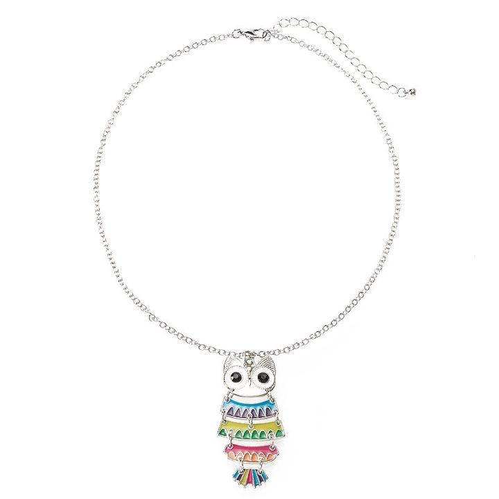 Girls 4-16 Shaky Owl Pendant Necklace, Multicolor