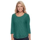 Petite Croft & Barrow&reg; Lace-front Tee, Women's, Size: Xs Petite, Green