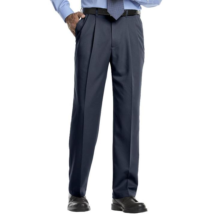Big & Tall Haggar&reg; Cool 18&reg; Classic-fit Pleated No-iron Expandable Waist Pants, Men's, Size: 48x29, Blue