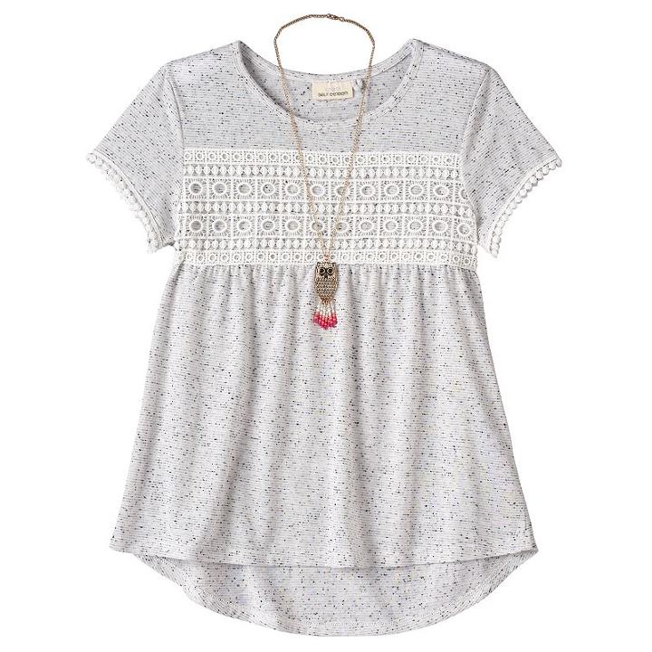 Girls 7-16 Self Esteem Nep Crochet Top With Necklace, Girl's, Size: Xl, White Oth